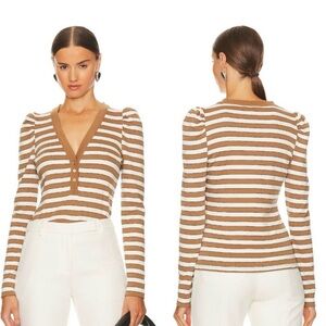 Veronica Beard Delkab Striped Knit Puff-Sleeve Top